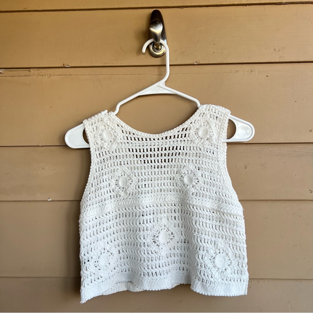 Cider Open Knit Crochet Vest Size S Boho Spring - Picture 4 of 4